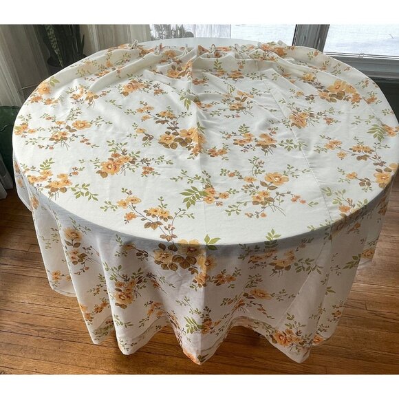 Vintage 80s curtain, yellow green floral bouquet, feminine decor, single panel - Picture 1 of 10